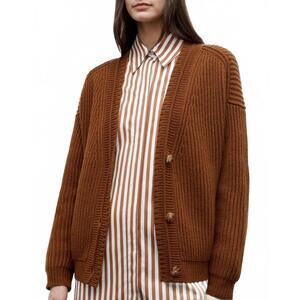 NEW TWP classic chunky knit cardigan in nut brittle